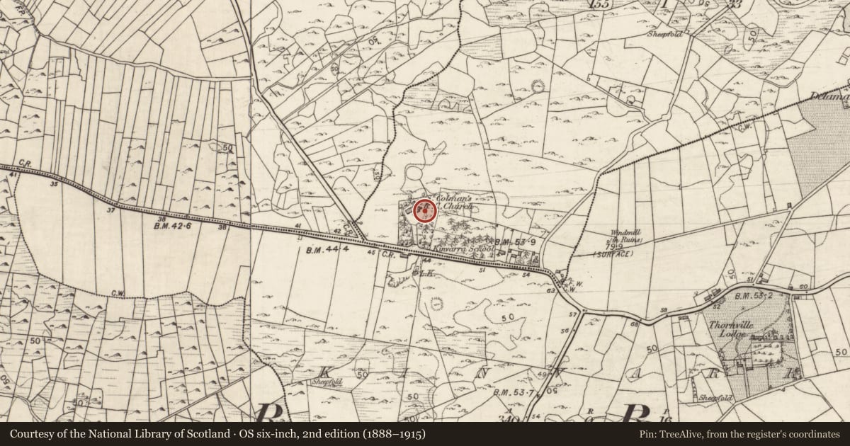 Ordnance Survey six-inch map, 2nd edition (1888–1915) covering the location of Wall monument, Ballybranagan, County Galway, with a pin at the register's coordinates