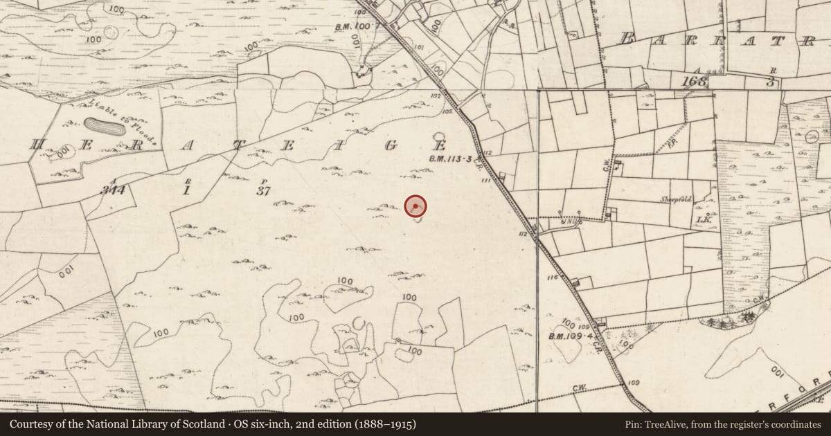 Ordnance Survey six-inch map, 2nd edition (1888–1915) covering the location of Enclosure, Caherateige, County Galway, with a pin at the register's coordinates