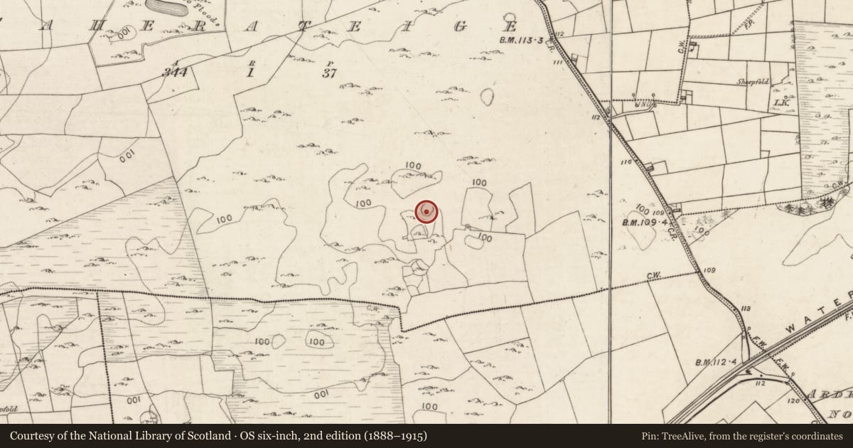 Ordnance Survey six-inch map, 2nd edition (1888–1915) covering the location of Souterrain, Caherateige, County Galway, with a pin at the register's coordinates