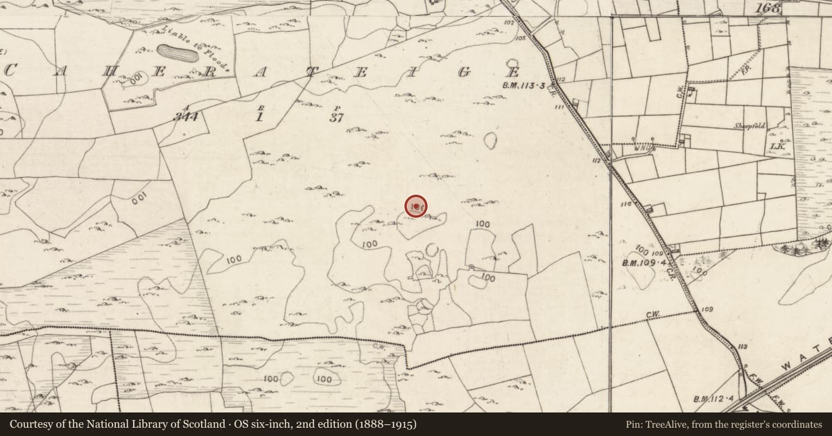 Ordnance Survey six-inch map, 2nd edition (1888–1915) covering the location of Ringfort - cashel, Caherateige, County Galway, with a pin at the register's coordinates