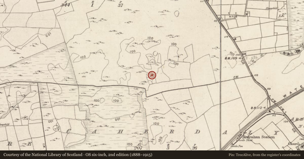 Ordnance Survey six-inch map, 2nd edition (1888–1915) covering the location of Ringfort - cashel, Caherateige, County Galway, with a pin at the register's coordinates