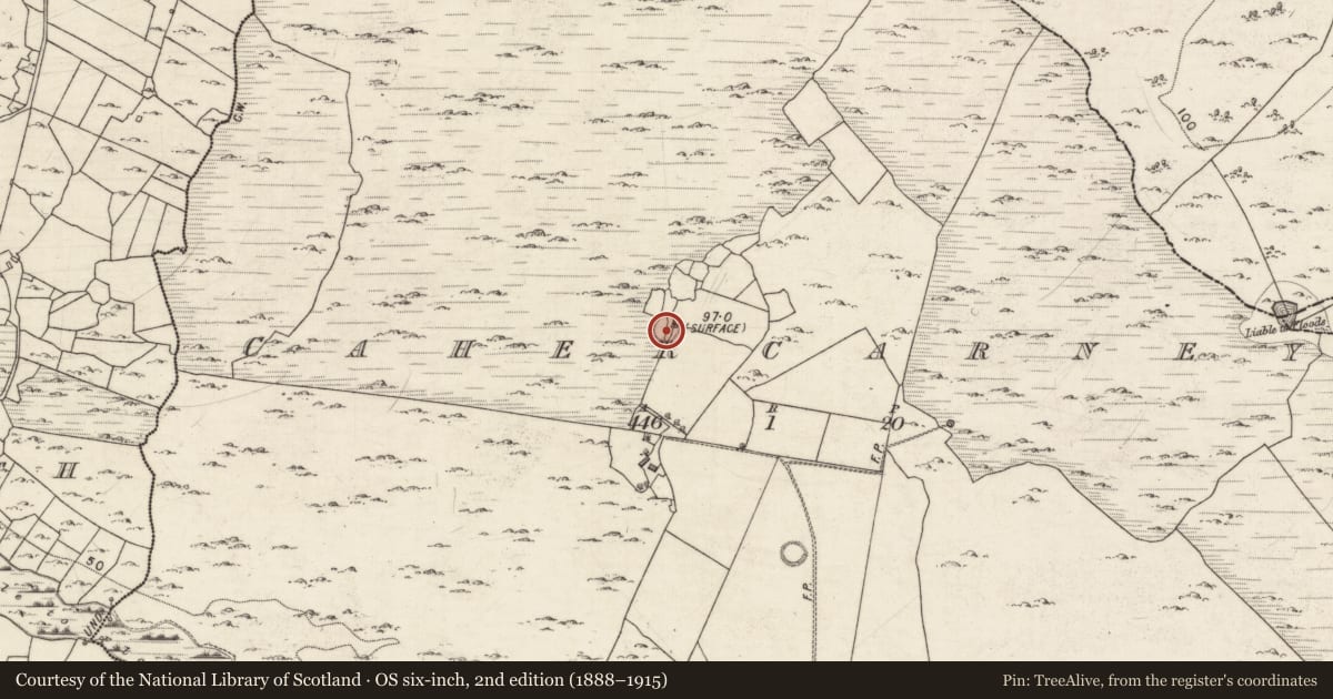 Ordnance Survey six-inch map, 2nd edition (1888–1915) covering the location of Enclosure, Cahercarney, County Galway, with a pin at the register's coordinates