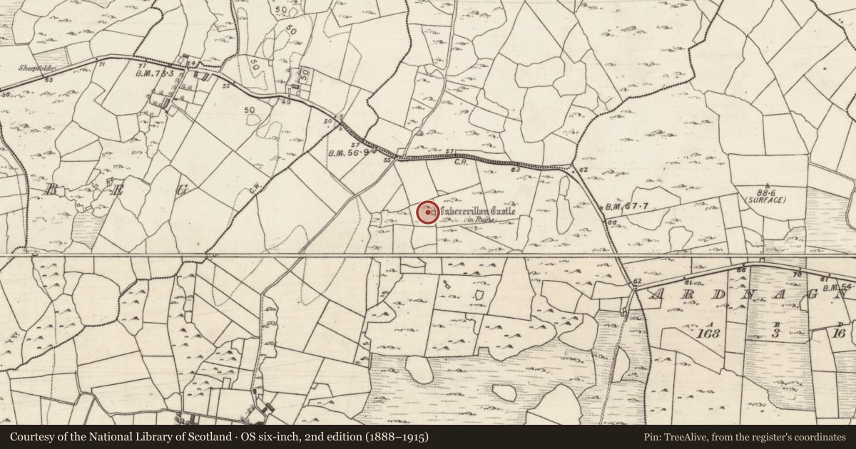 Ordnance Survey six-inch map, 2nd edition (1888–1915) covering the location of Kiln - corn-drying, Cahererillan, County Galway, with a pin at the register's coordinates