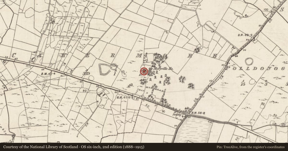 Ordnance Survey six-inch map, 2nd edition (1888–1915) covering the location of Barracks, Cahermore, County Galway, with a pin at the register's coordinates