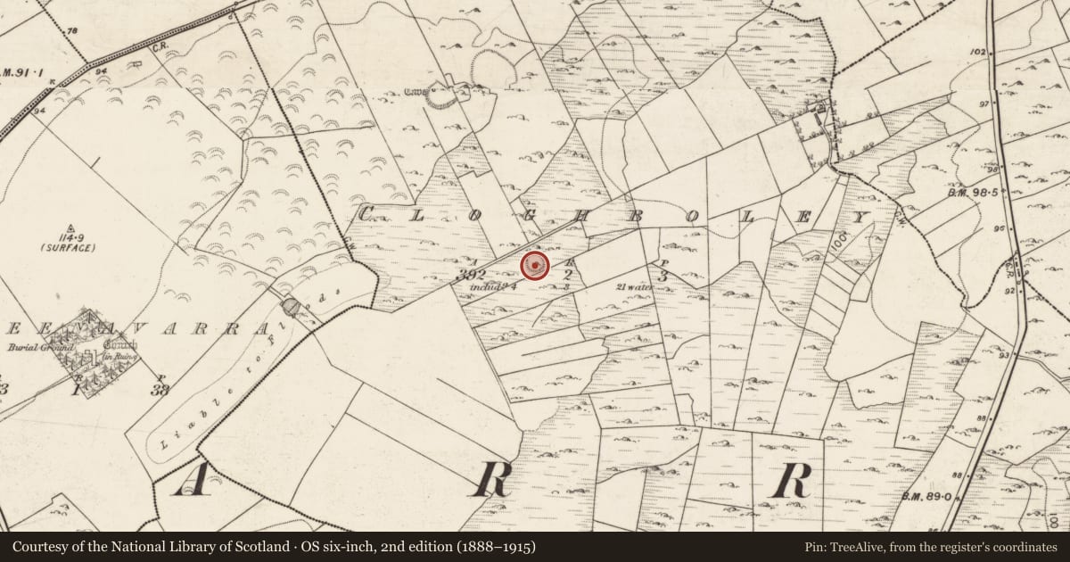 Ordnance Survey six-inch map, 2nd edition (1888–1915) covering the location of House - indeterminate date, Cloghboley, County Galway, with a pin at the register's coordinates