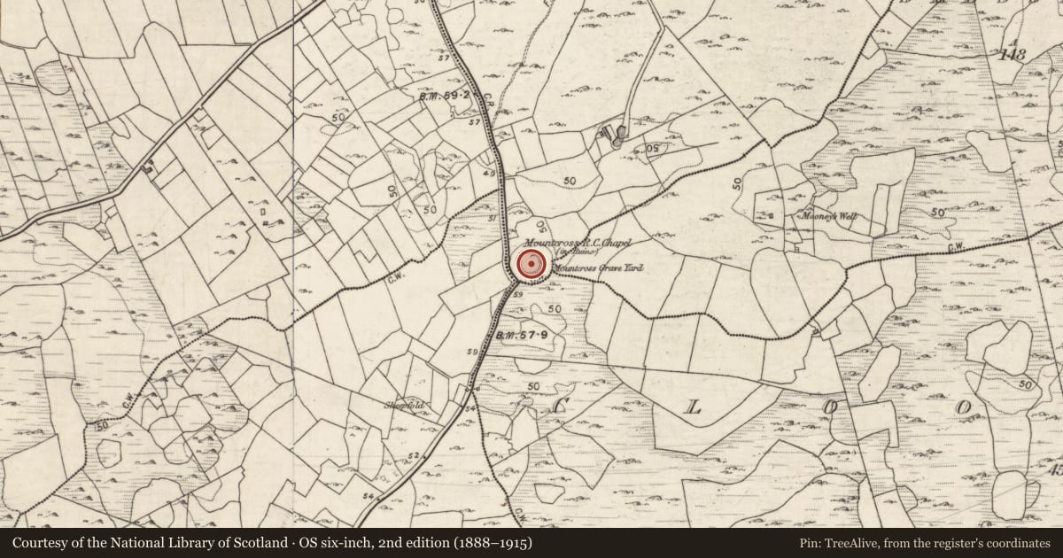 Ordnance Survey six-inch map, 2nd edition (1888–1915) covering the location of Graveyard, County Galway, with a pin at the register's coordinates