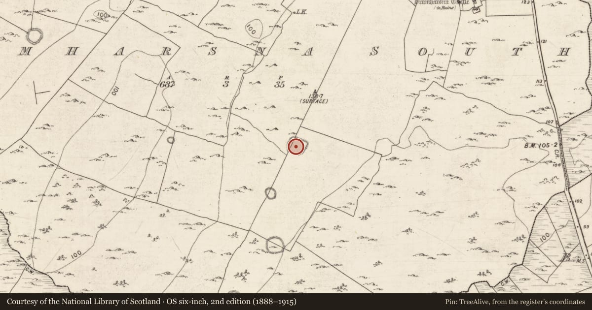 Ordnance Survey six-inch map, 2nd edition (1888–1915) covering the location of Ringfort - cashel, Drumharsna South, County Galway, with a pin at the register's coordinates