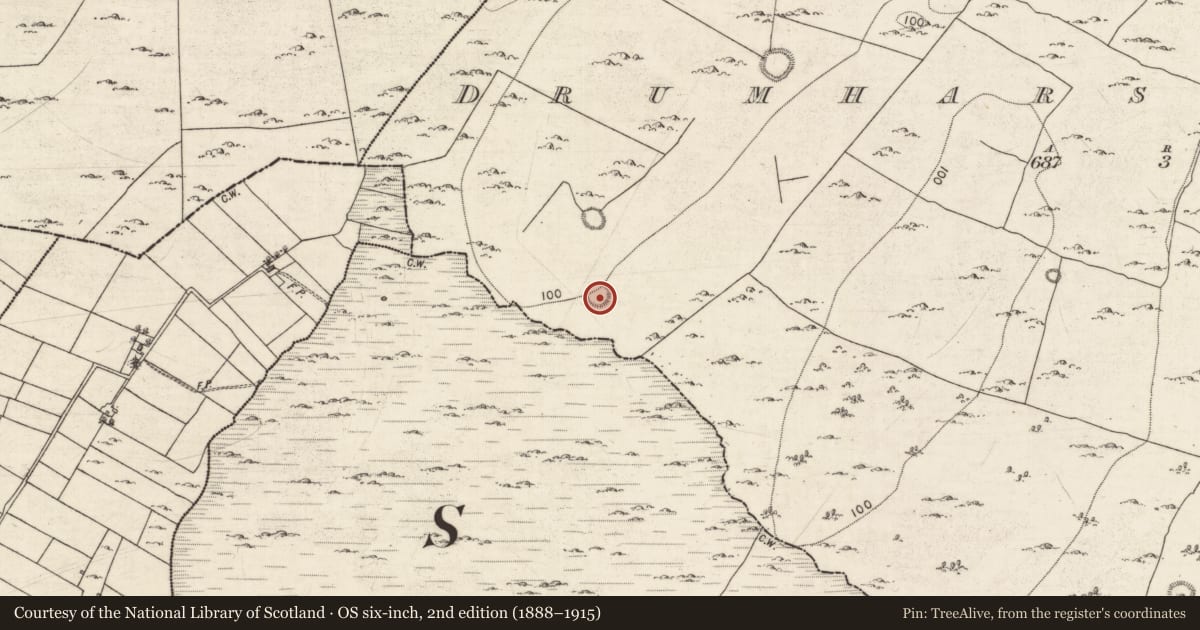 Ordnance Survey six-inch map, 2nd edition (1888–1915) covering the location of Ringfort - cashel, Drumharsna South, County Galway, with a pin at the register's coordinates