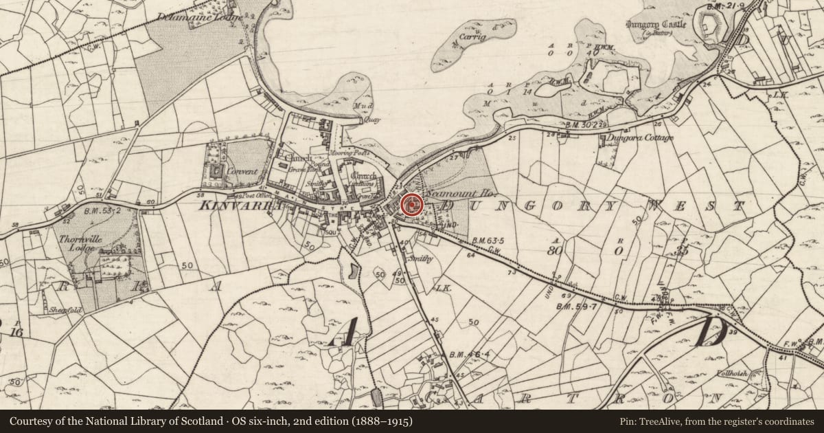 Ordnance Survey six-inch map, 2nd edition (1888–1915) covering the location of House - 18th/19th century, Dungory West, County Galway, with a pin at the register's coordinates