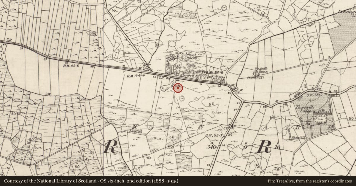 Ordnance Survey six-inch map, 2nd edition (1888–1915) covering the location of Souterrain, Kinvarra, County Galway, with a pin at the register's coordinates
