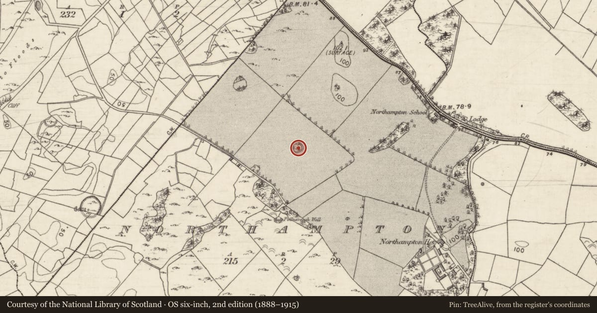 Ordnance Survey six-inch map, 2nd edition (1888–1915) covering the location of Designed landscape - folly, Northampton, County Galway, with a pin at the register's coordinates