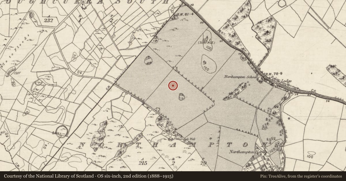 Ordnance Survey six-inch map, 2nd edition (1888–1915) covering the location of Designed landscape - folly, Northampton, County Galway, with a pin at the register's coordinates