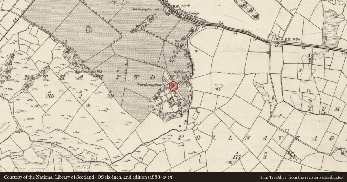 Ordnance Survey six-inch map, 2nd edition (1888–1915) covering the location of Country house, Northampton, County Galway, with a pin at the register's coordinates