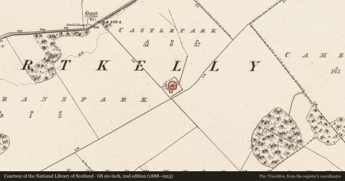 Ordnance Survey six-inch map, 2nd edition (1888–1915) covering the location of Bawn, Castlepark, County Galway, with a pin at the register's coordinates