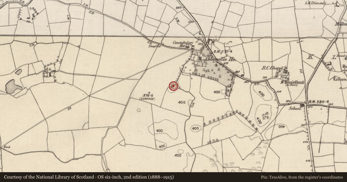 Ordnance Survey six-inch map, 2nd edition (1888–1915) covering the location of Enclosure, Burroge, County Galway, with a pin at the register's coordinates