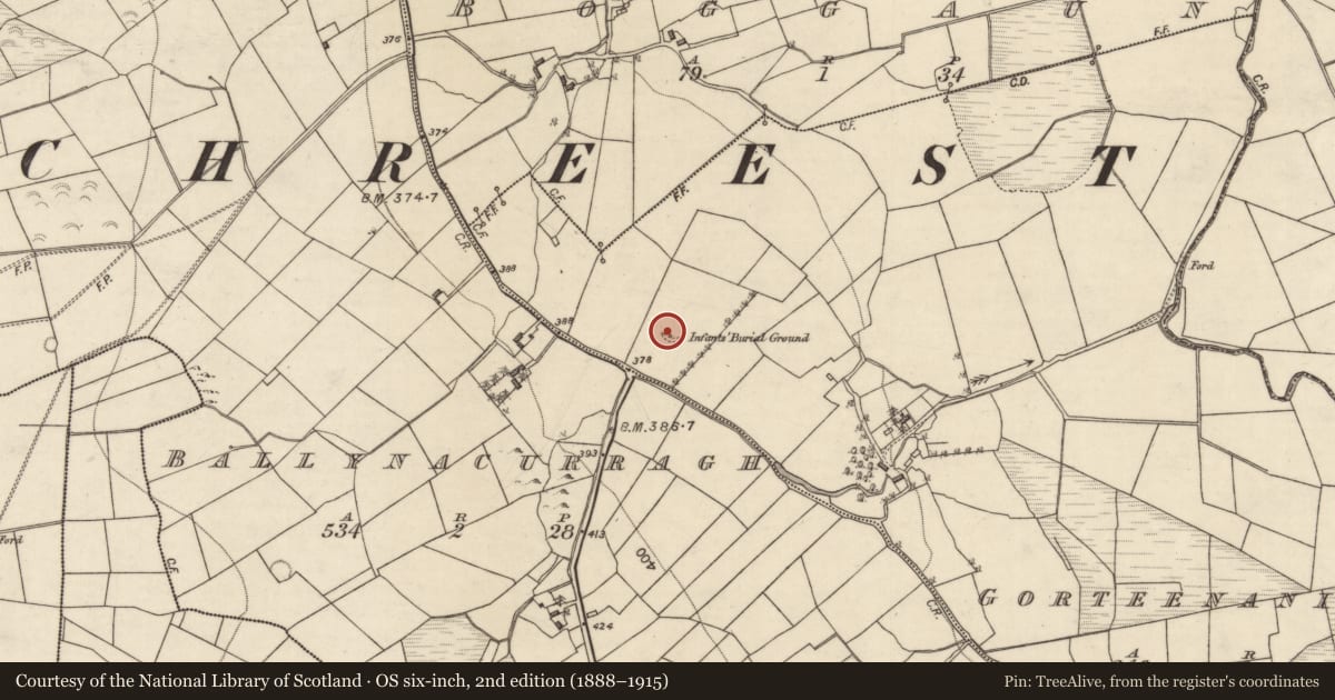 Ordnance Survey six-inch map, 2nd edition (1888–1915) covering the location of Souterrain, Gorteenanillaun, County Galway, with a pin at the register's coordinates