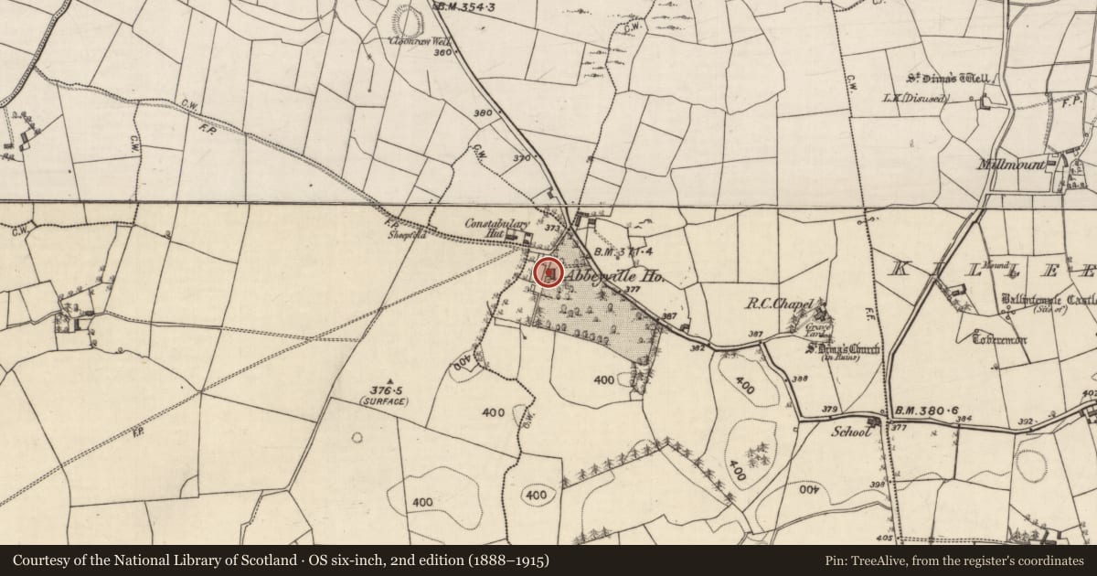 Ordnance Survey six-inch map, 2nd edition (1888–1915) covering the location of House - 19th century, Killeenadeema West, County Galway, with a pin at the register's coordinates