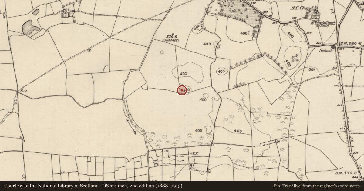 Ordnance Survey six-inch map, 2nd edition (1888–1915) covering the location of Enclosure, Burroge, County Galway, with a pin at the register's coordinates