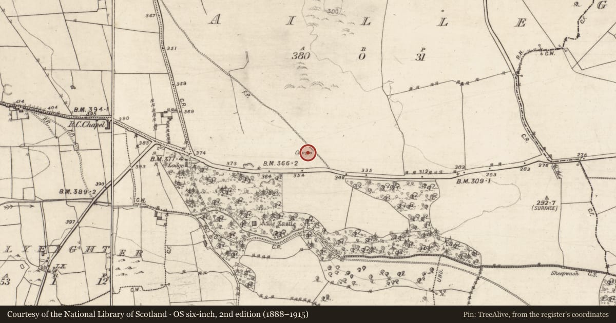 Ordnance Survey six-inch map, 2nd edition (1888–1915) covering the location of Souterrain, Aille, County Galway, with a pin at the register's coordinates