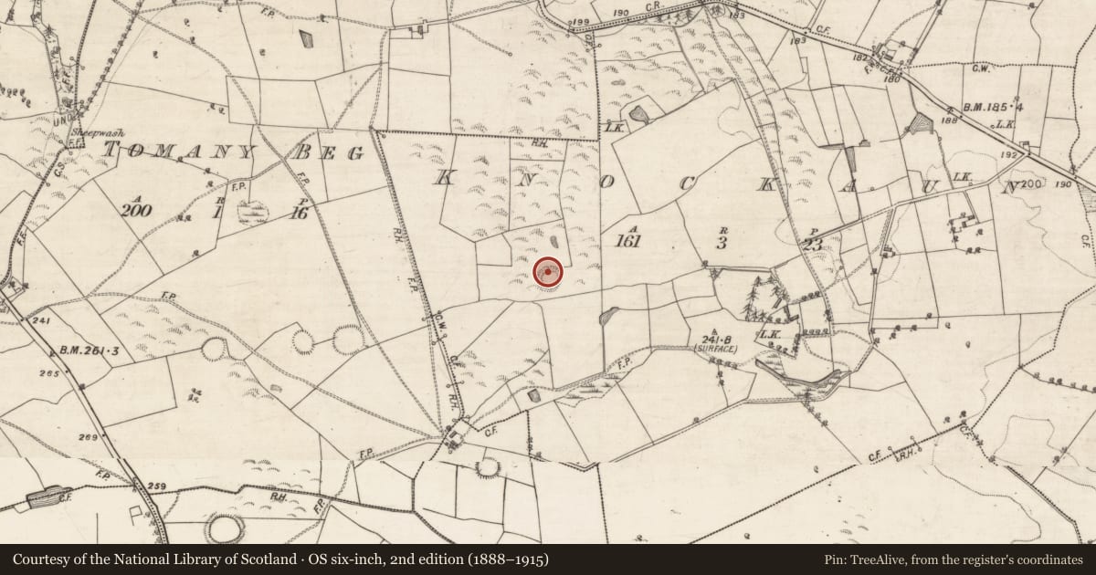 Ordnance Survey six-inch map, 2nd edition (1888–1915) covering the location of Ringfort - rath, Knockaun, County Galway, with a pin at the register's coordinates
