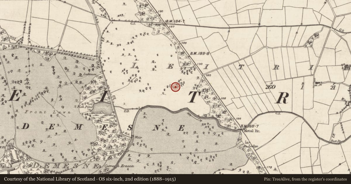 Ordnance Survey six-inch map, 2nd edition (1888–1915) covering the location of Quarry, Leitrim Beg, County Galway, with a pin at the register's coordinates
