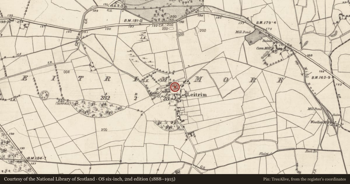 Ordnance Survey six-inch map, 2nd edition (1888–1915) covering the location of Graveyard, Leitrim More, County Galway, with a pin at the register's coordinates