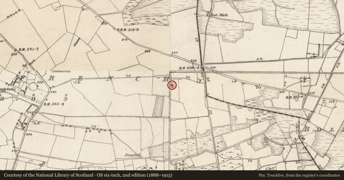 Ordnance Survey six-inch map, 2nd edition (1888–1915) covering the location of Quarry, Derryfrench, County Galway, with a pin at the register's coordinates