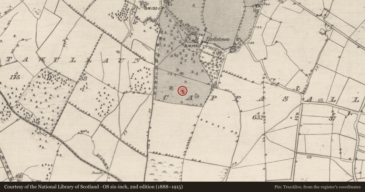 Ordnance Survey six-inch map, 2nd edition (1888–1915) covering the location of Barrow - ring-barrow, Cappasallagh, County Galway, with a pin at the register's coordinates