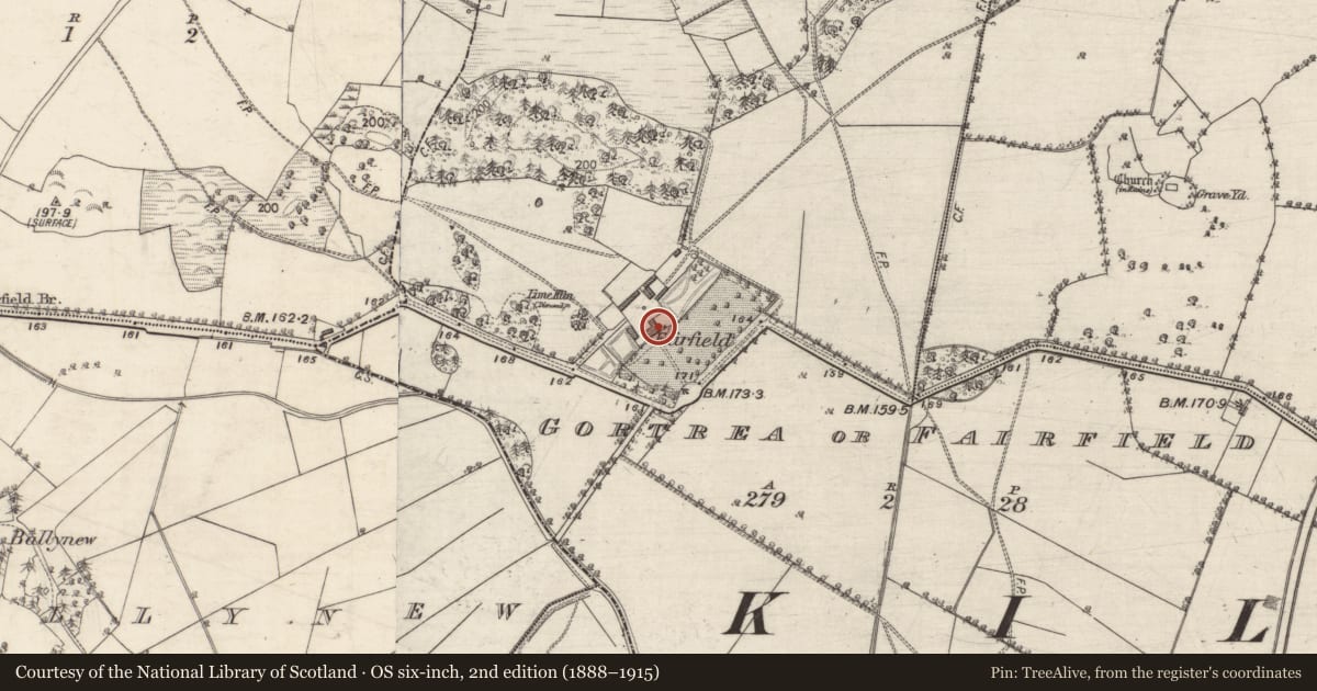 Ordnance Survey six-inch map, 2nd edition (1888–1915) covering the location of Country house, Gortrea Or Fairfield, County Galway, with a pin at the register's coordinates