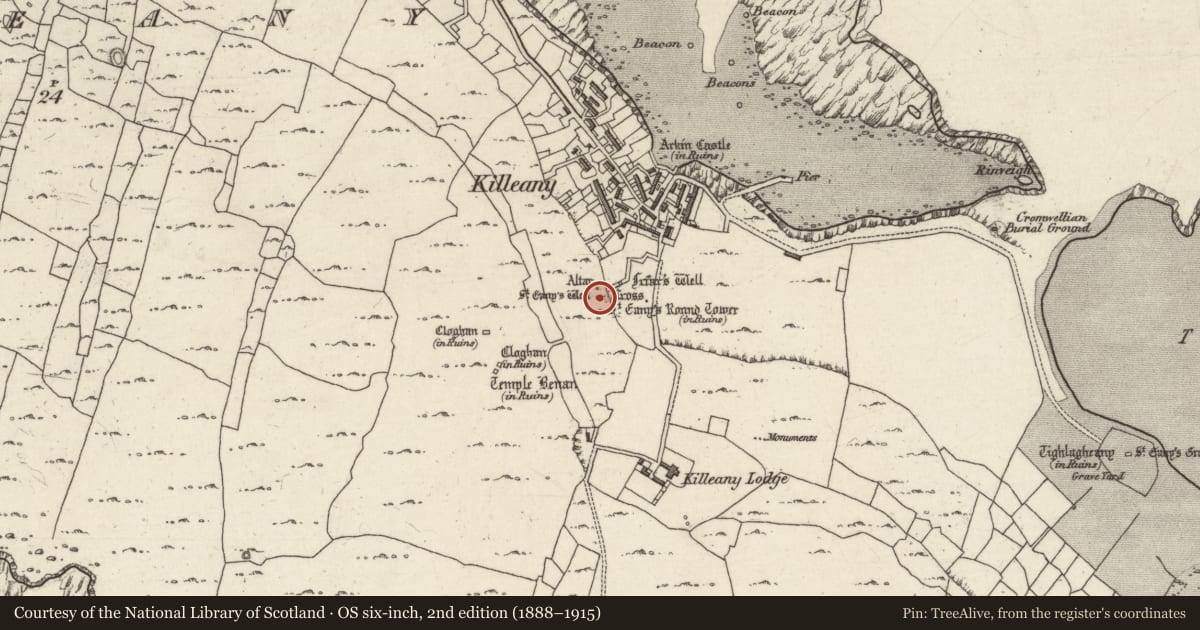 Ordnance Survey six-inch map, 2nd edition (1888–1915) covering the location of Altar, Cill Éinne, County Galway, with a pin at the register's coordinates