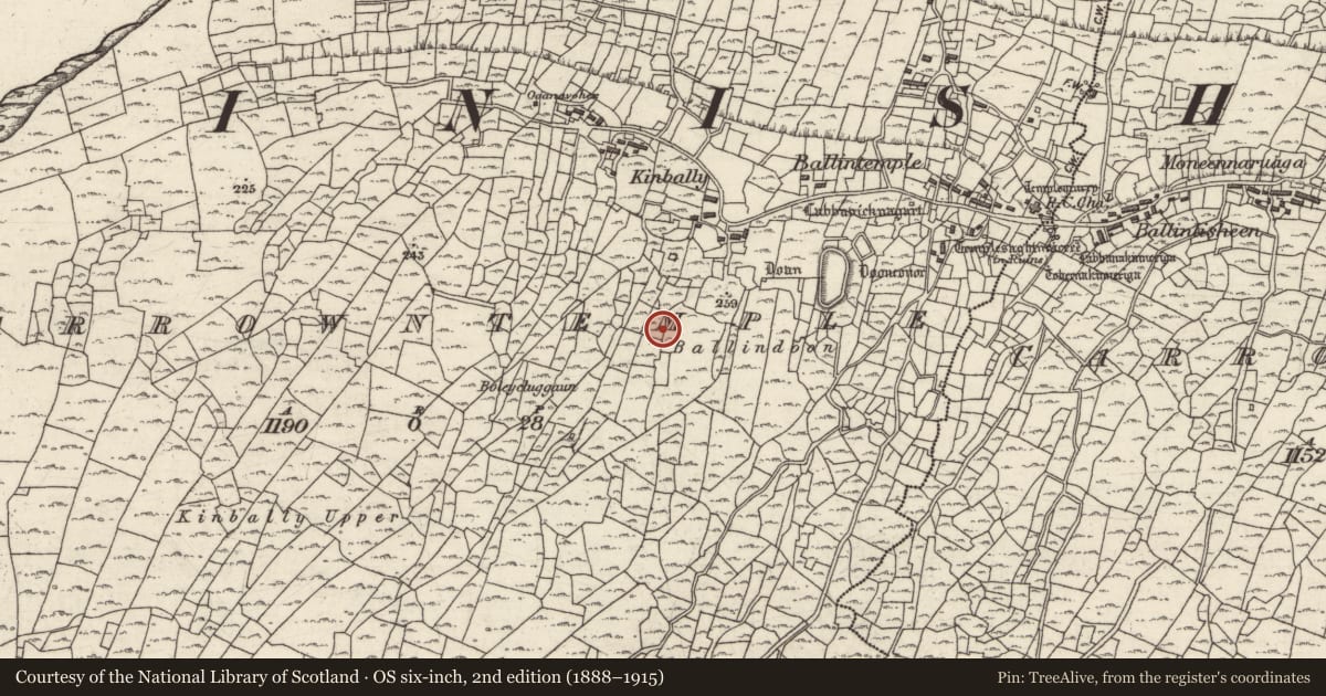 Ordnance Survey six-inch map, 2nd edition (1888–1915) covering the location of Mound, Ceathrú An Teampaill, County Galway, with a pin at the register's coordinates