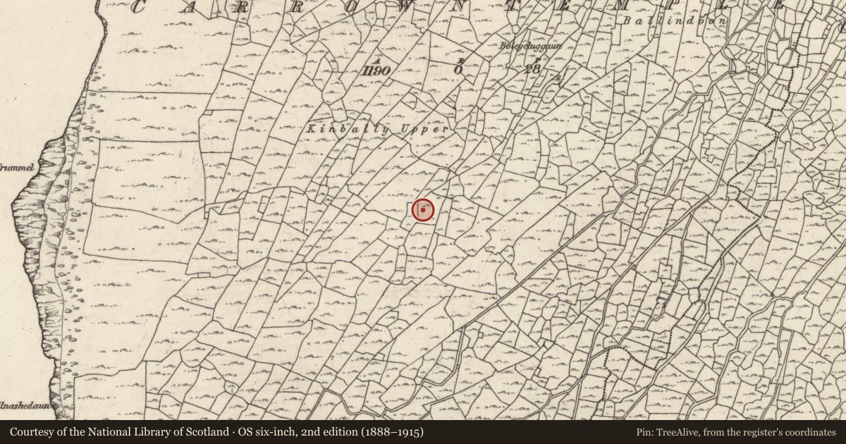 Ordnance Survey six-inch map, 2nd edition (1888–1915) covering the location of Mound, Ceathrú An Teampaill, County Galway, with a pin at the register's coordinates