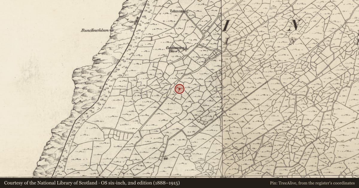 Ordnance Survey six-inch map, 2nd edition (1888–1915) covering the location of Mound, Inis Oírr, County Galway, with a pin at the register's coordinates