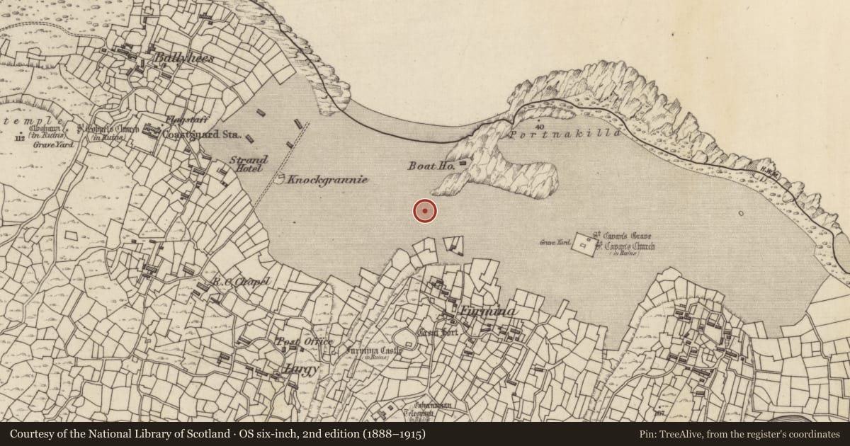 Ordnance Survey six-inch map, 2nd edition (1888–1915) covering the location of Building, Inis Oírr, County Galway, with a pin at the register's coordinates