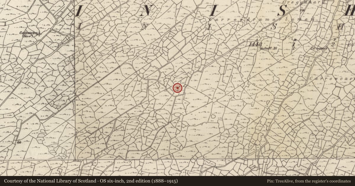 Ordnance Survey six-inch map, 2nd edition (1888–1915) covering the location of Mound, Inis Oírr, County Galway, with a pin at the register's coordinates