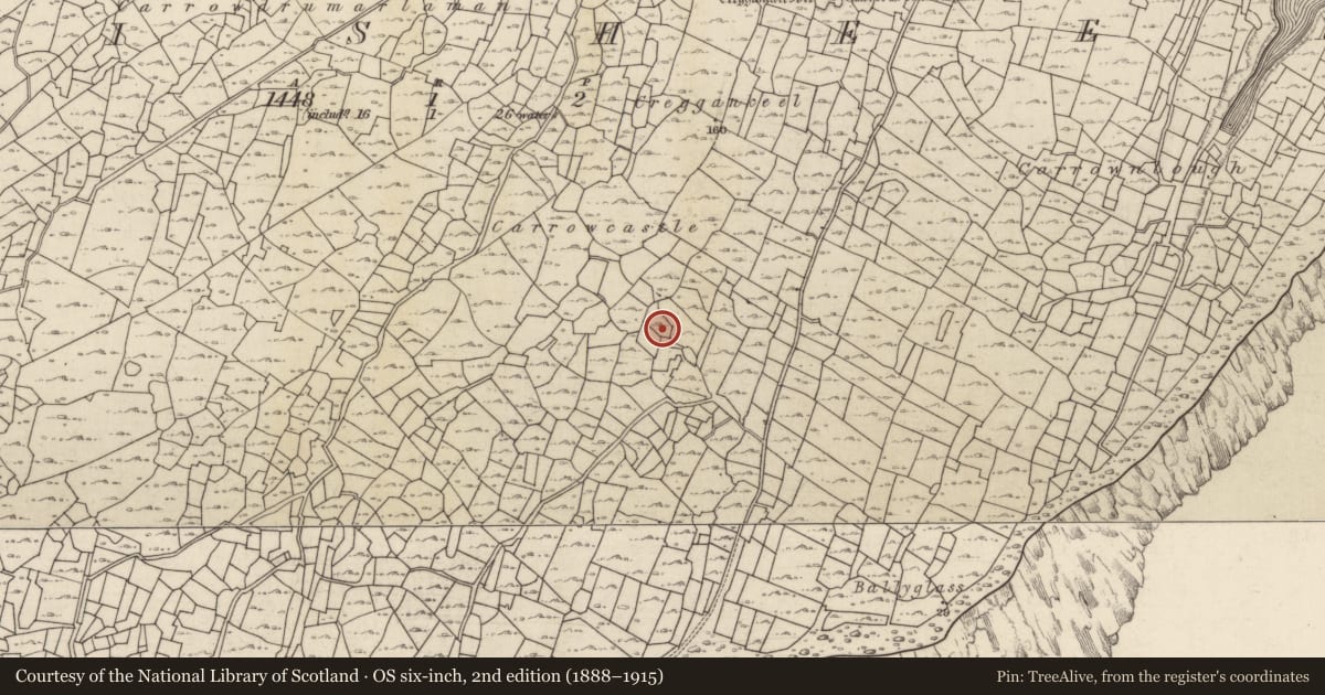 Ordnance Survey six-inch map, 2nd edition (1888–1915) covering the location of Mound, Inis Oírr, County Galway, with a pin at the register's coordinates