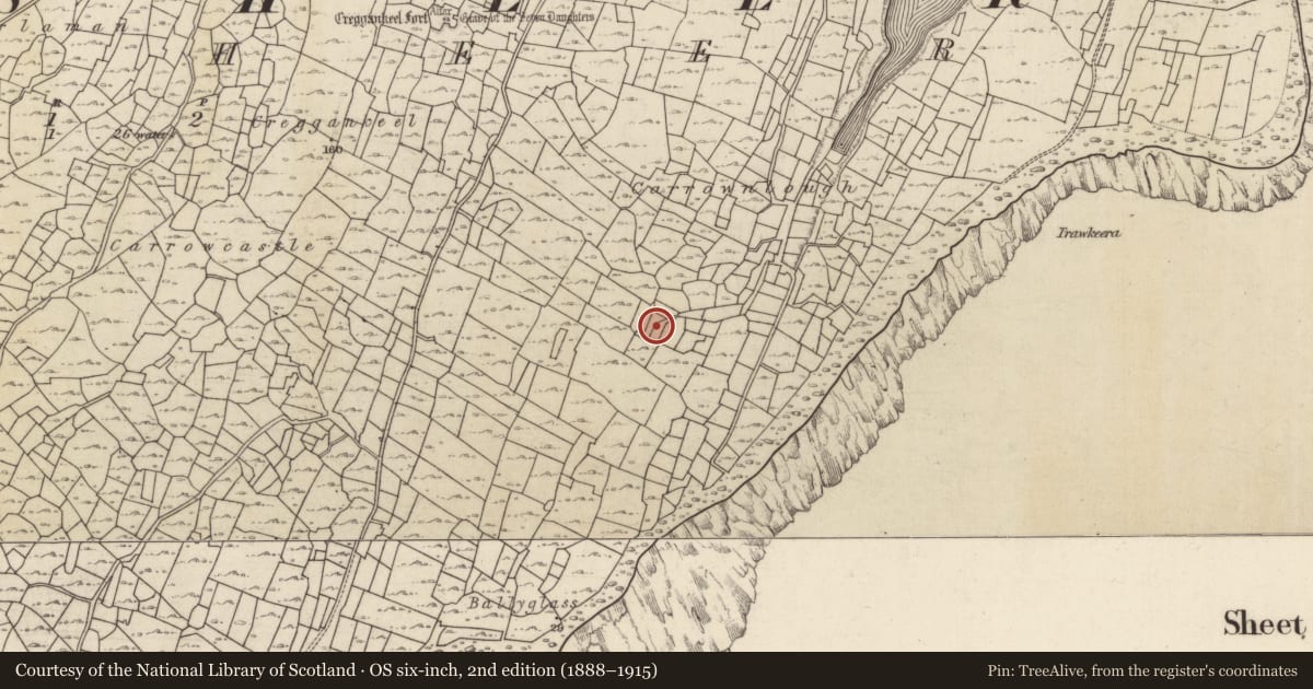 Ordnance Survey six-inch map, 2nd edition (1888–1915) covering the location of Graveyard, Inis Oírr, County Galway, with a pin at the register's coordinates