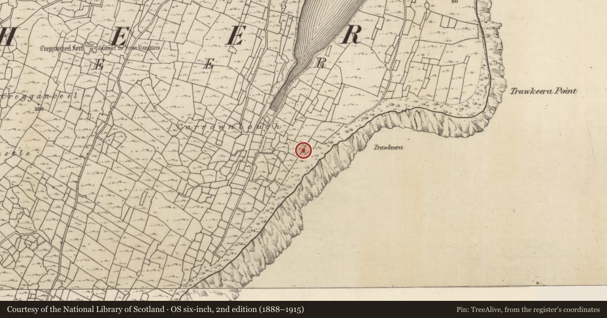 Ordnance Survey six-inch map, 2nd edition (1888–1915) covering the location of Seaweed stand, Inis Oírr, County Galway, with a pin at the register's coordinates