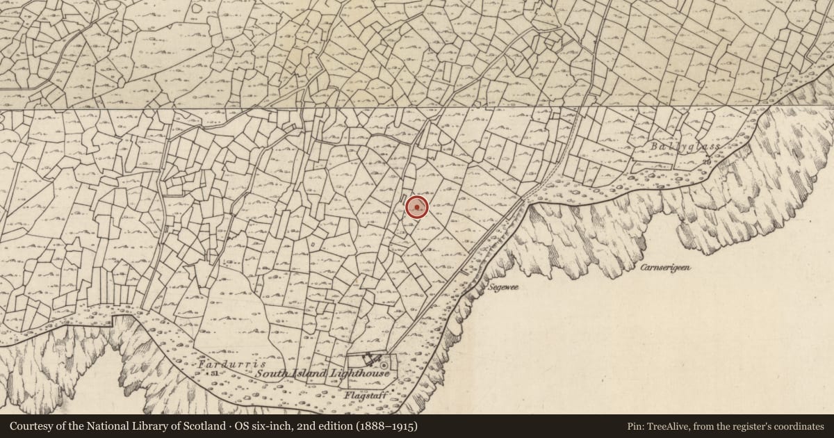 Ordnance Survey six-inch map, 2nd edition (1888–1915) covering the location of Cairn - unclassified, Inis Oírr, County Galway, with a pin at the register's coordinates