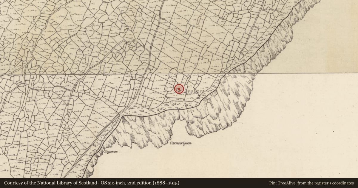 Ordnance Survey six-inch map, 2nd edition (1888–1915) covering the location of Fulacht fia, Inis Oírr, County Galway, with a pin at the register's coordinates