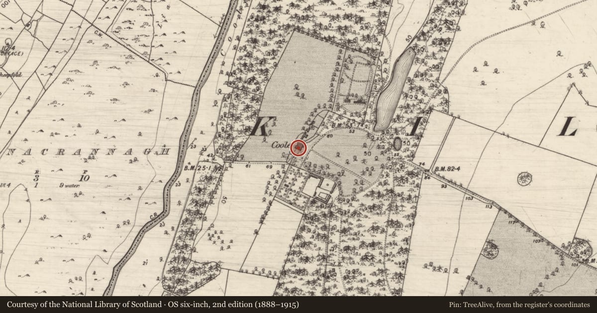 Ordnance Survey six-inch map, 2nd edition (1888–1915) covering the location of House - 18th/19th century, Coole Demesne, County Galway, with a pin at the register's coordinates