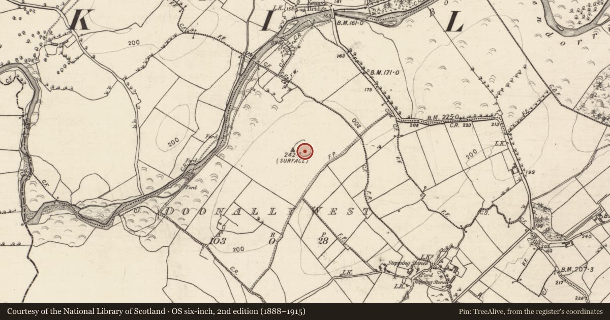 Ordnance Survey six-inch map, 2nd edition (1888–1915) covering the location of Enclosure, Doonally West, County Galway, with a pin at the register's coordinates