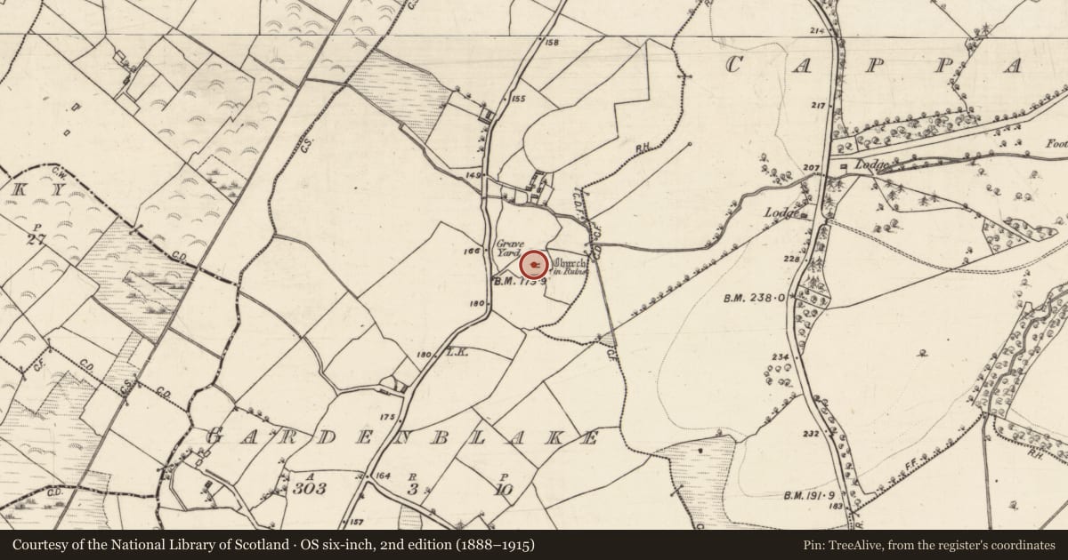 Ordnance Survey six-inch map, 2nd edition (1888–1915) covering the location of Graveyard, Gardenblake, County Galway, with a pin at the register's coordinates