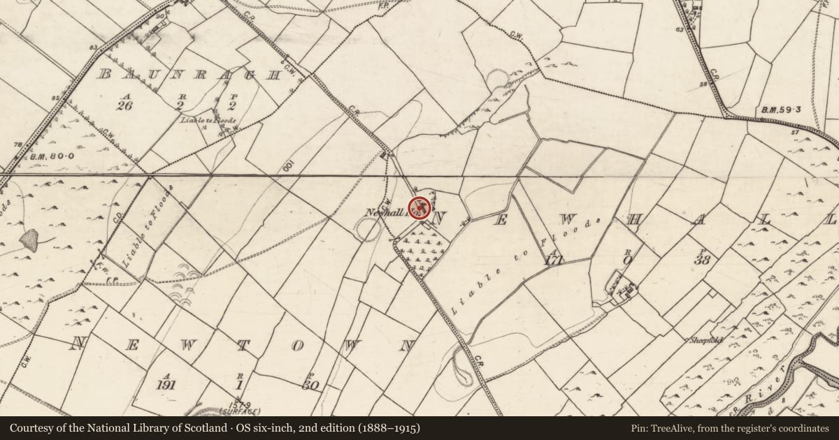 Ordnance Survey six-inch map, 2nd edition (1888–1915) covering the location of House - 18th/19th century, Newhall, County Galway, with a pin at the register's coordinates
