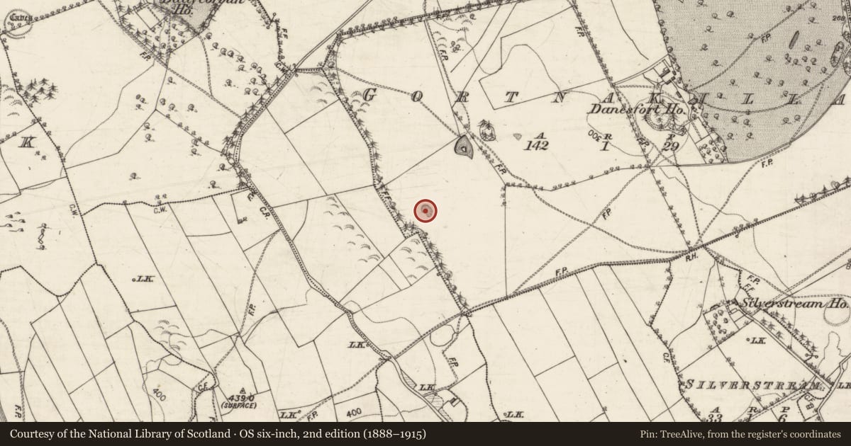 Ordnance Survey six-inch map, 2nd edition (1888–1915) covering the location of Quarry, Gortnakilla, County Galway, with a pin at the register's coordinates
