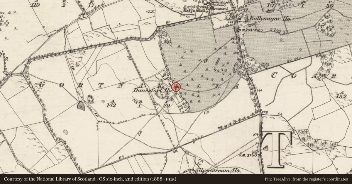 Ordnance Survey six-inch map, 2nd edition (1888–1915) covering the location of House - 18th/19th century, Gortnakilla, County Galway, with a pin at the register's coordinates