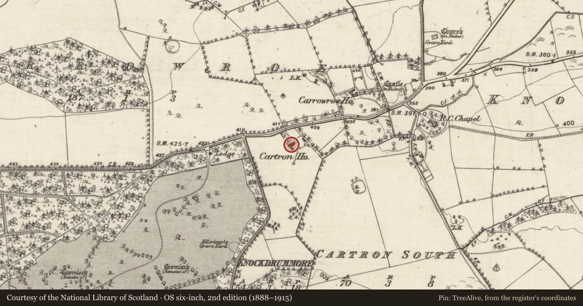 Ordnance Survey six-inch map, 2nd edition (1888–1915) covering the location of House - 18th/19th century, Knockdrummore, County Galway, with a pin at the register's coordinates