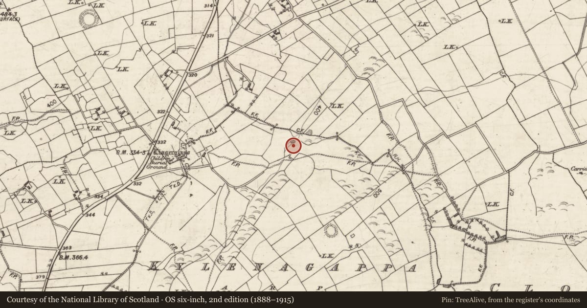 Ordnance Survey six-inch map, 2nd edition (1888–1915) covering the location of Quarry, Kylenagappa, County Galway, with a pin at the register's coordinates