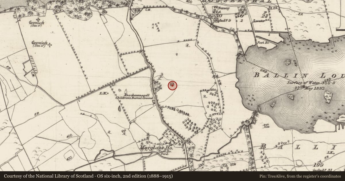Ordnance Survey six-inch map, 2nd edition (1888–1915) covering the location of Barrow - pond barrow, Slatefield, County Galway, with a pin at the register's coordinates