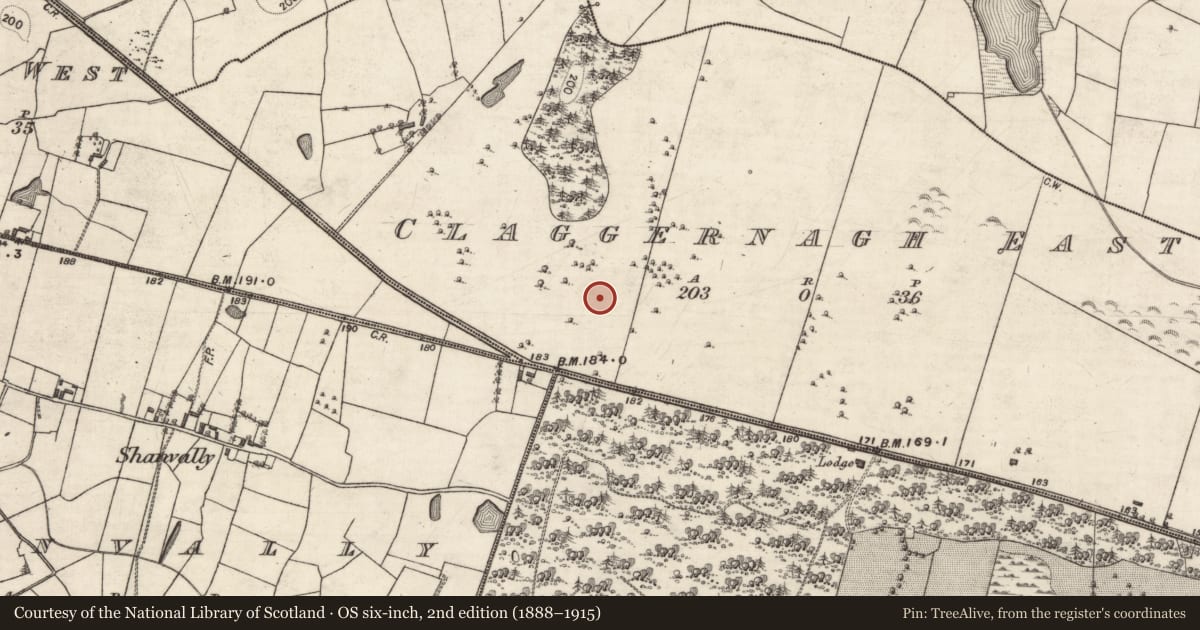 Ordnance Survey six-inch map, 2nd edition (1888–1915) covering the location of Quarry, Claggernagh East, County Galway, with a pin at the register's coordinates